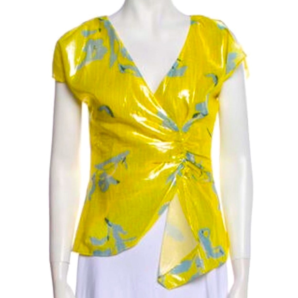 Tanya Taylor Silk-Blend Metallic Printed Blouse
Size 2